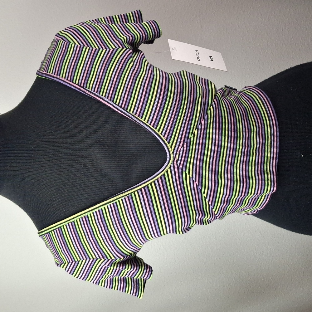 NWT RVCA Women's Striped Multicolor Crop Top size S
